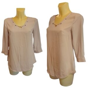🌹3/15🌹MAURICES Solid Pink Blush Semi Sheer Blouse